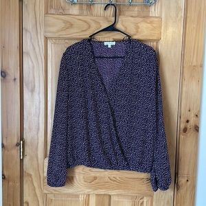 Purple blouse with scalloped edge